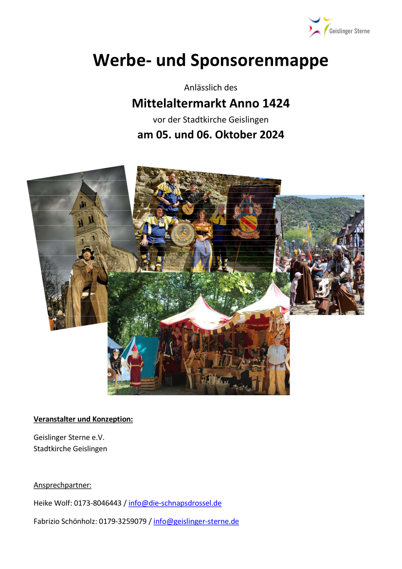 Werbe uSponsorenmappe Mittelaltermarkt 2024 Geislingen seite 1